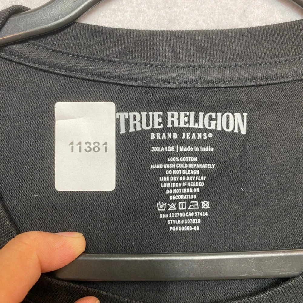 True Religion T-Shirt Mens XXXL Black SS Big U Buddha Tee 107810 Logo NWT